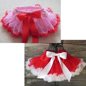 NEW 2pc Girls 0-9 mo Valentine Baby Tutu Bundle, Infant Newborn Pettiskirt Skirt